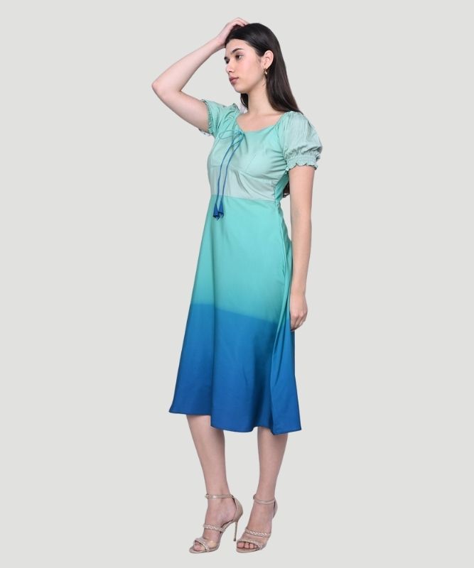 Women's Multicolor Ombre Fit & Flare Midi Dress