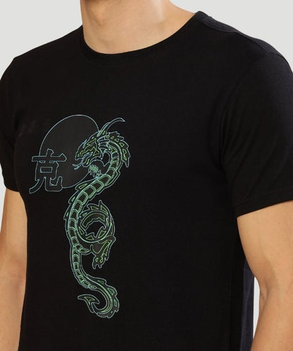 Men's Black Graphic Print Half Sleeves Regular Fit T-Shirt